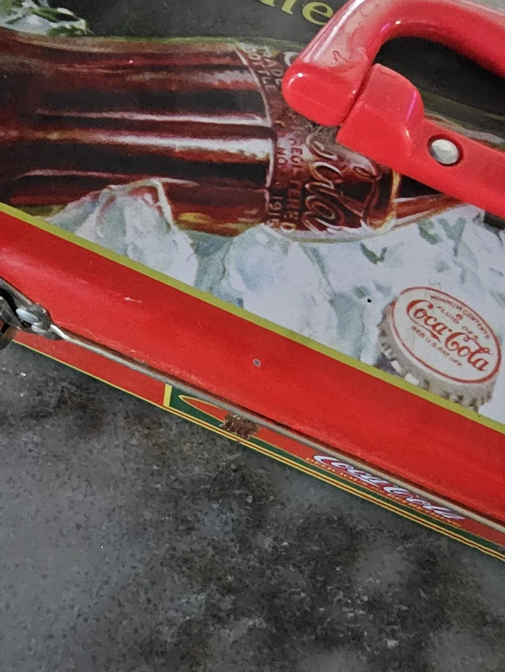 Coca-Cola Metal Utility Storage Box Tin Collectible Retro Red Handle Case 66062